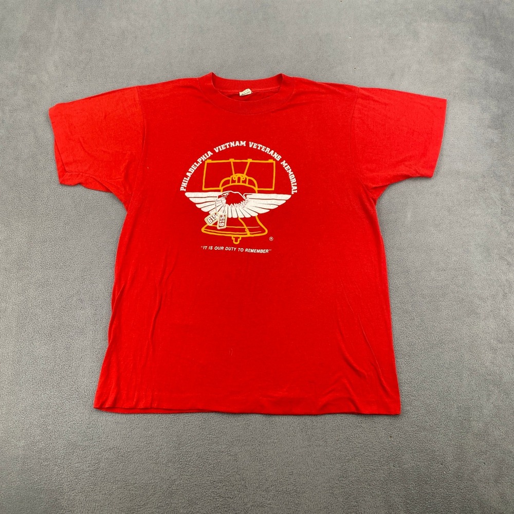 Vtg 80s Screen Stars Philadelphia Vietnam Veterans Memorial T-Shirt Red Large
